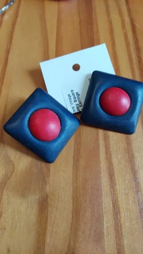 1980s Chunky Square Mod Resin Earrings