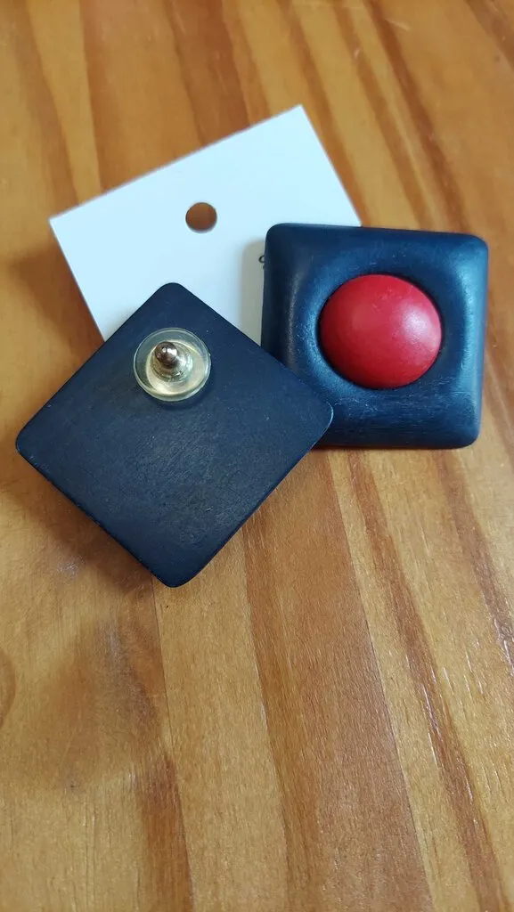 1980s Chunky Square Mod Resin Earrings