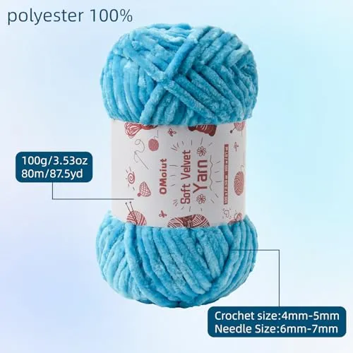 20 Pack Chenille Chunky Yarn - Baby Yarn for Crocheting Soft - White Black Brown Green Red Pink Blue Rainbow Velvet Yarn Crochet Blanket - Amigurumi Yarn Pack with Crochet Accessories