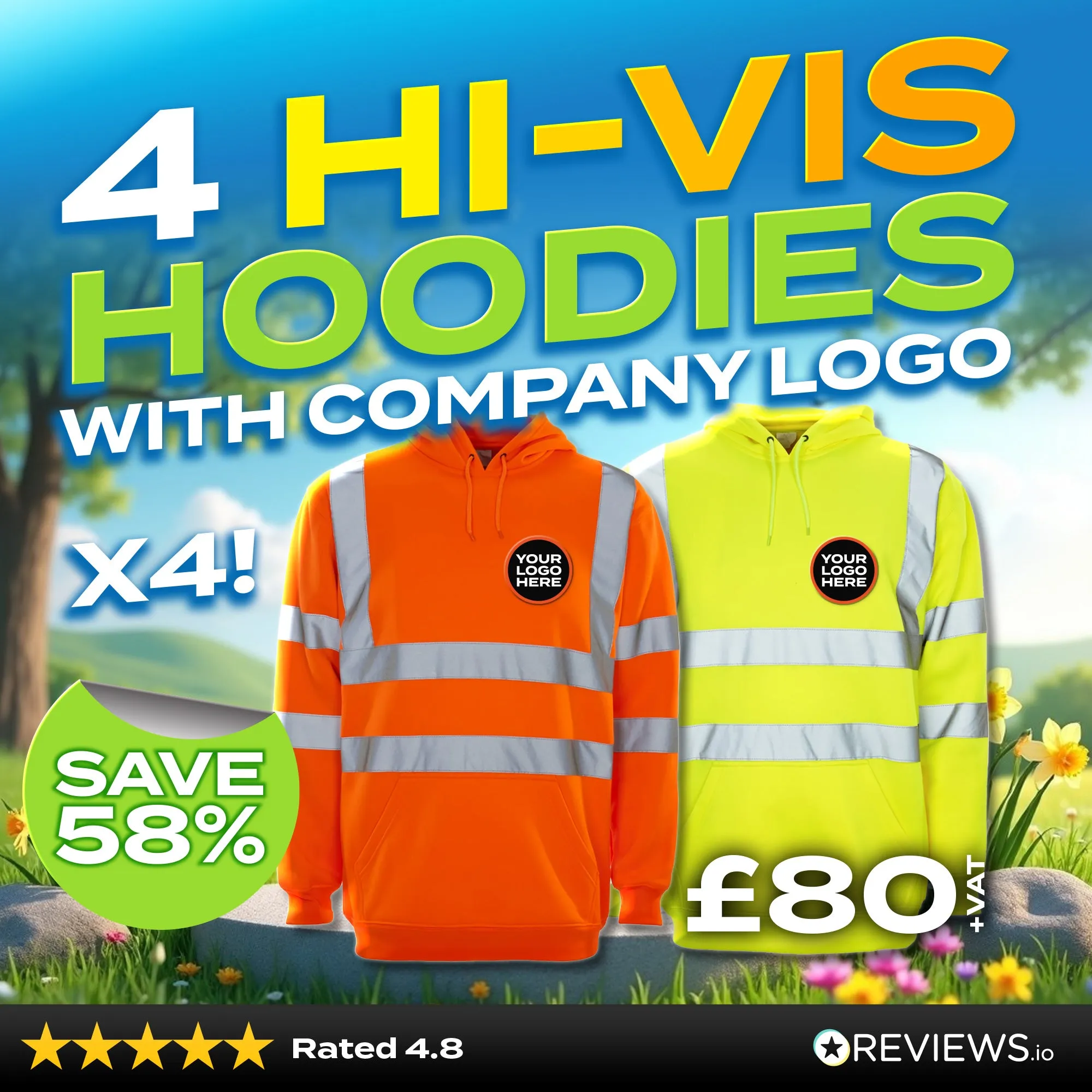 4x Embroidered Workwear Supertouch Hi-Vis Hoodies Bundle