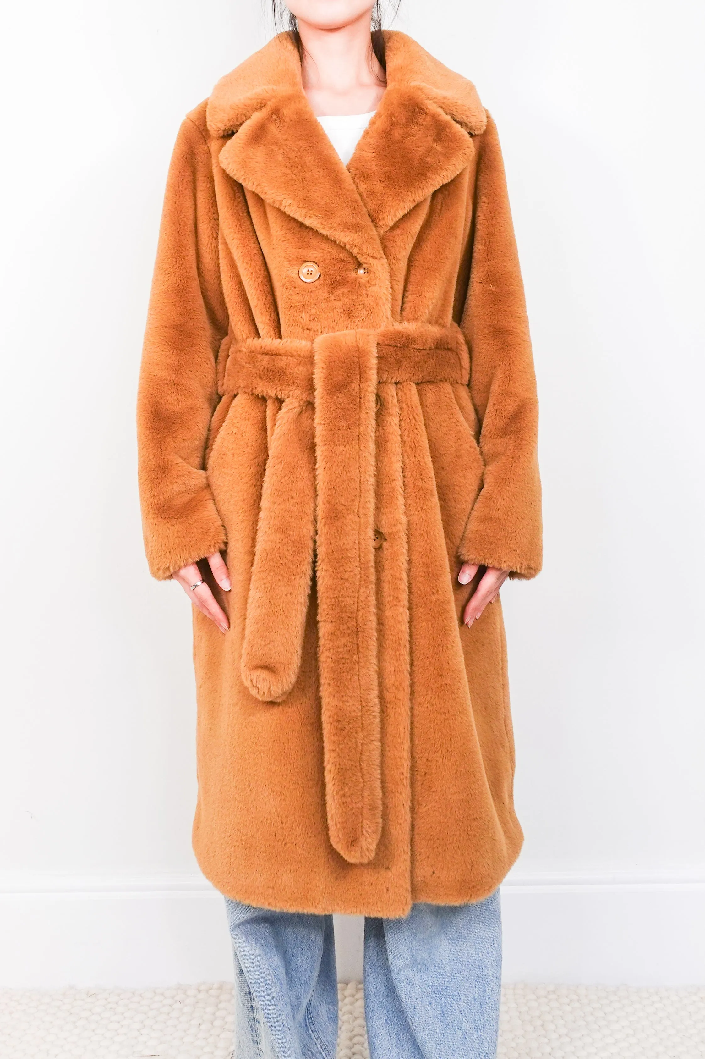 Belted faux fur coat RRP £400