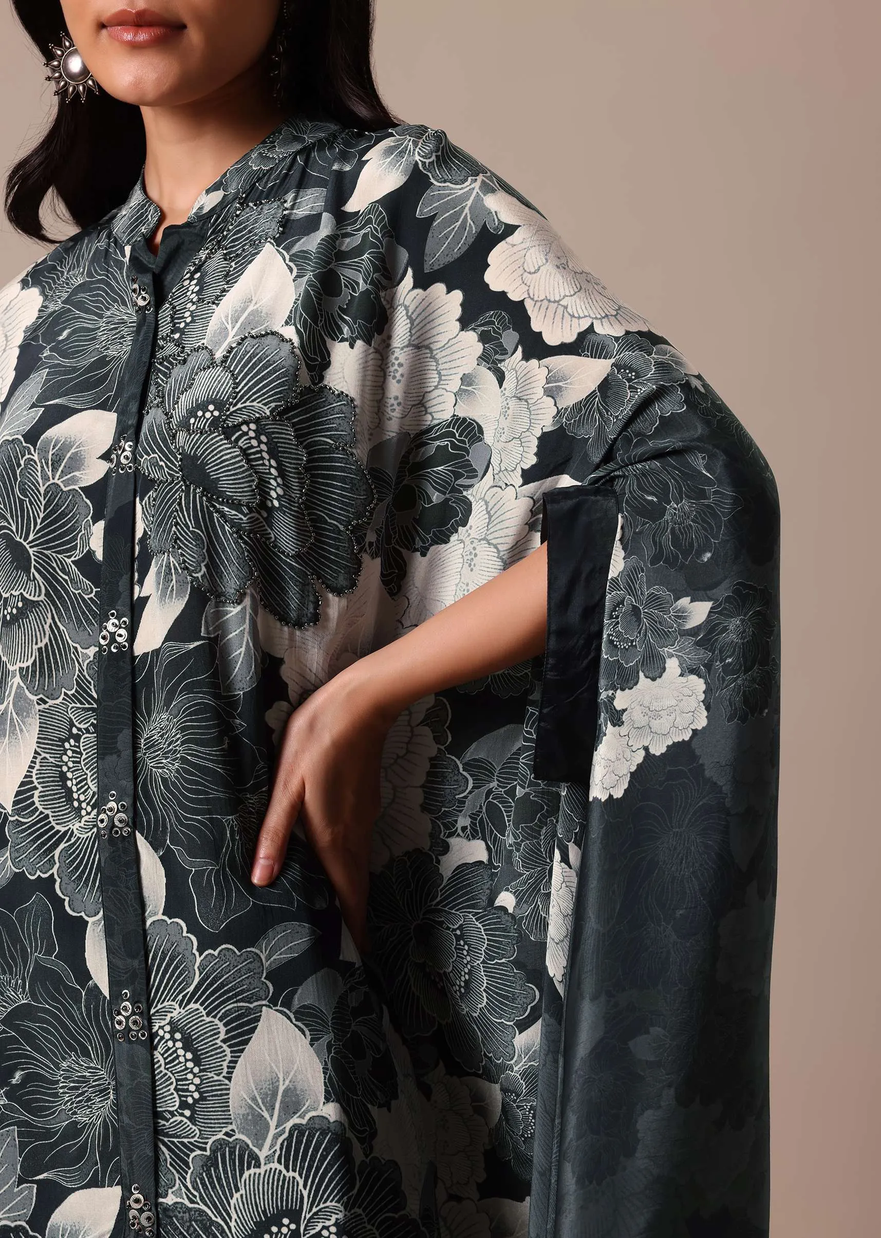 Black Printed Satin co ord set