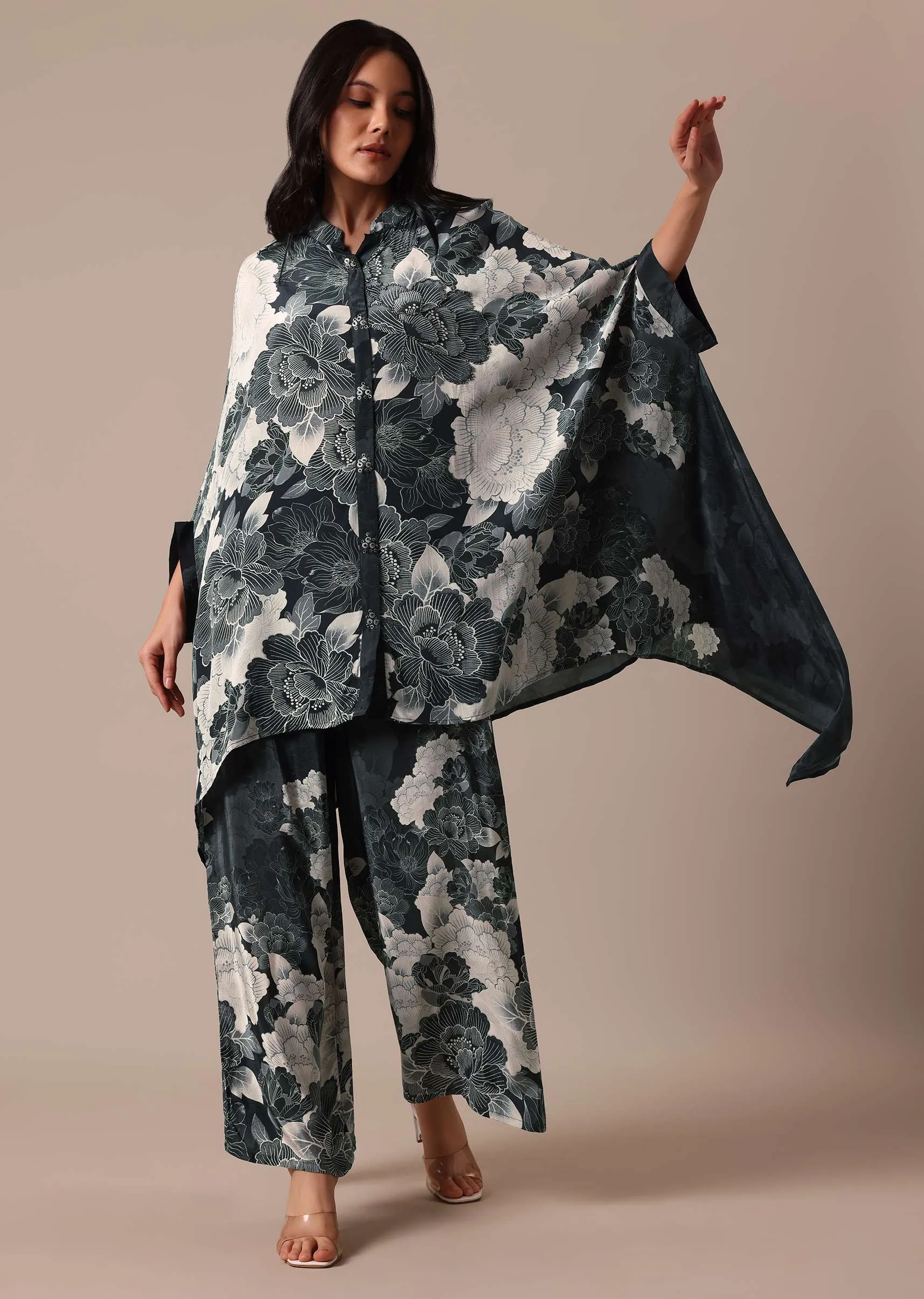 Black Printed Satin co ord set