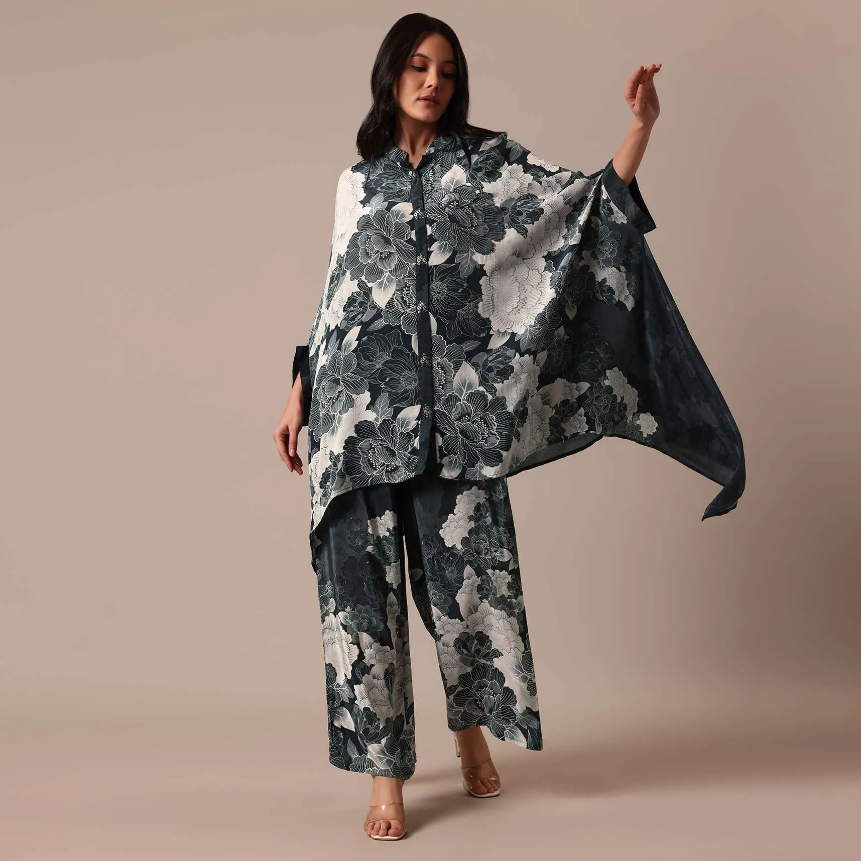 Black Printed Satin co ord set