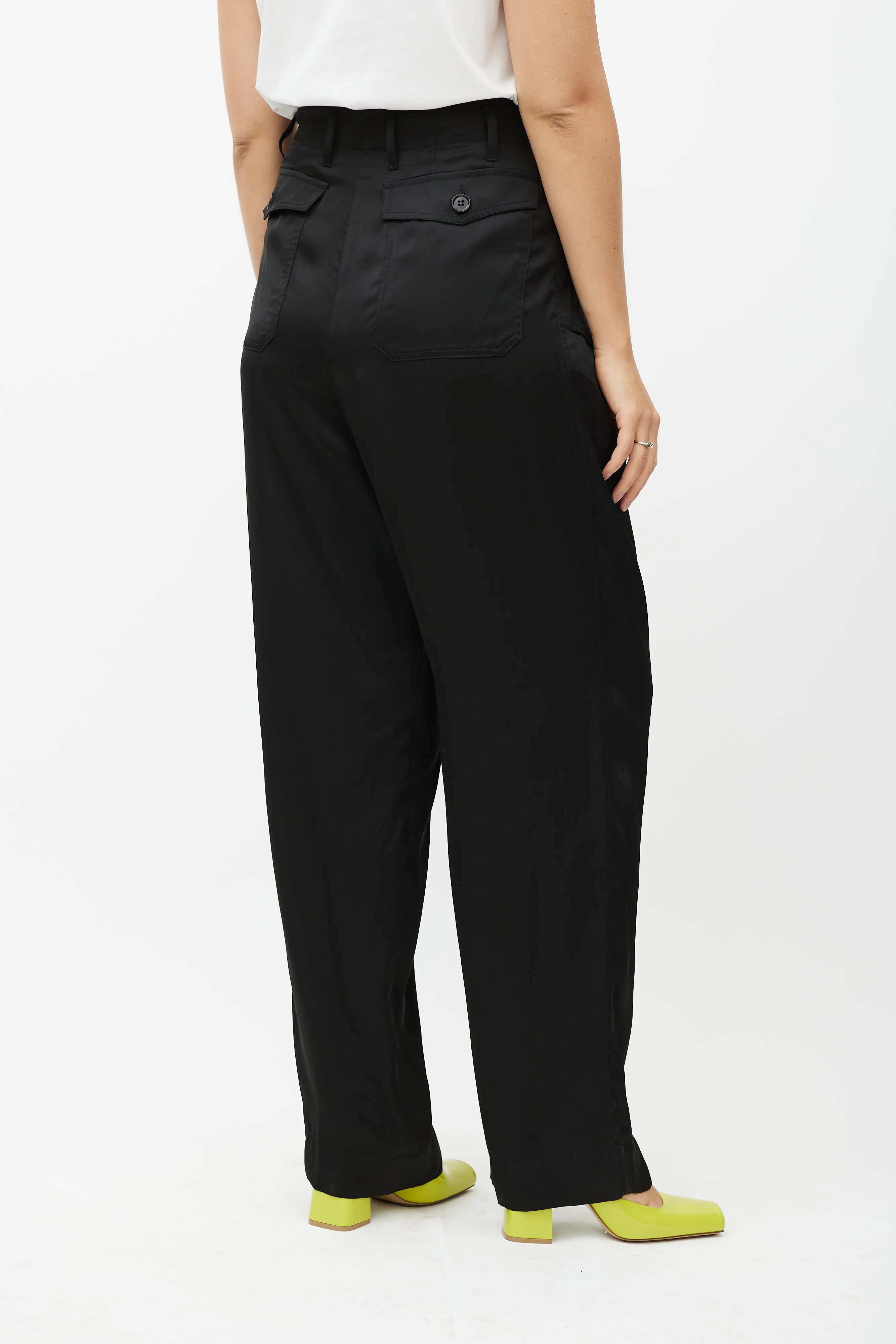 Black Satin Drop Seat Trouser
