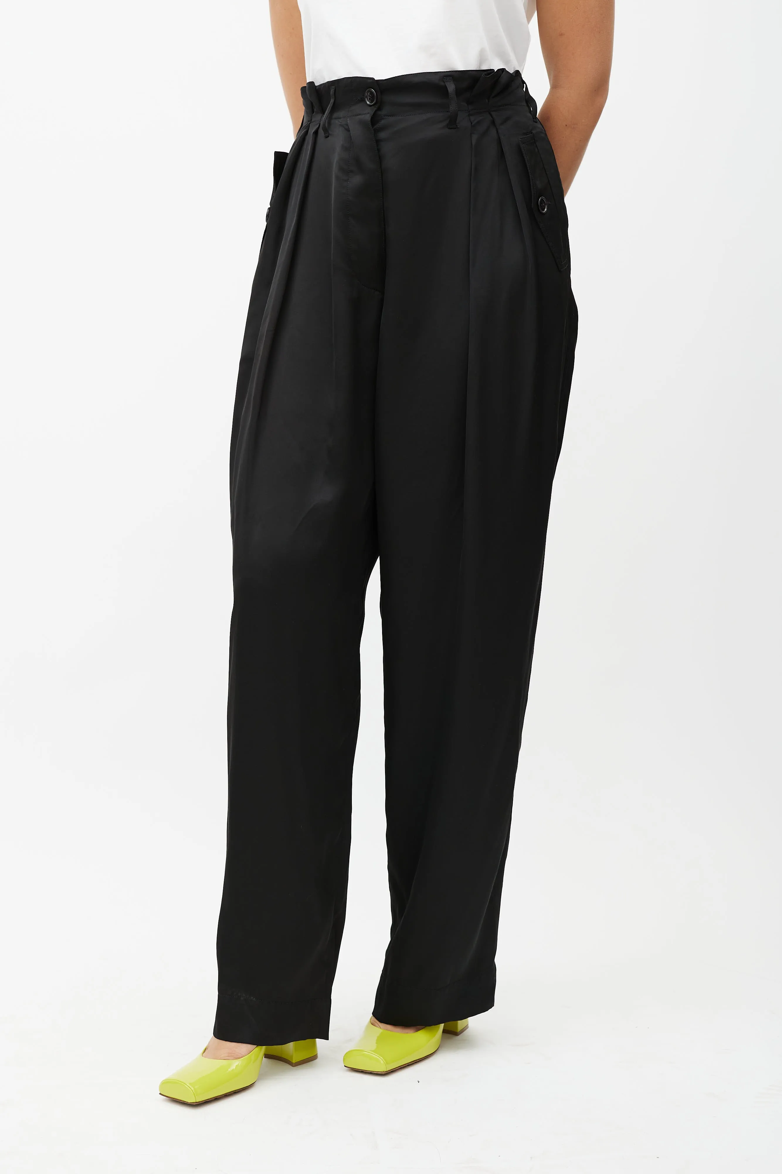 Black Satin Drop Seat Trouser