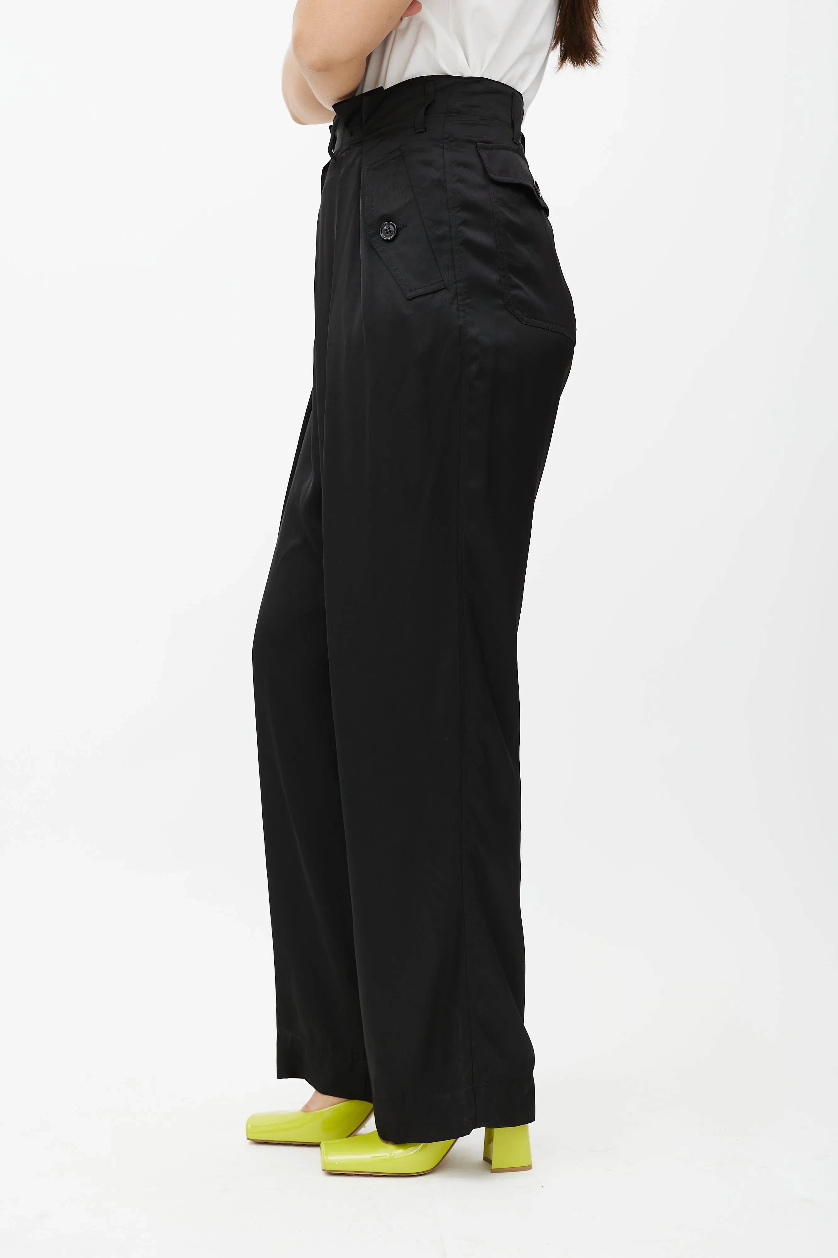 Black Satin Drop Seat Trouser