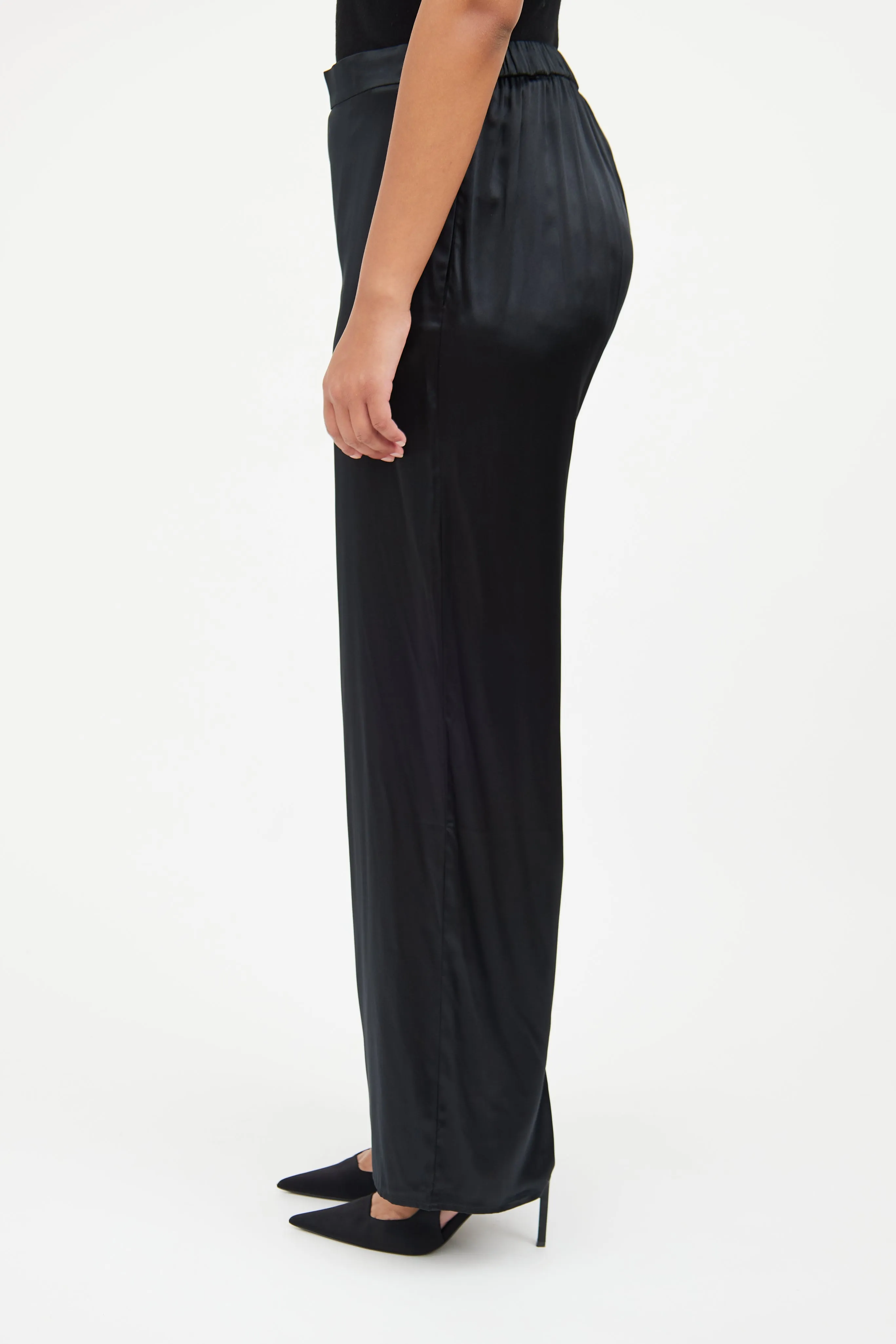 Black Satin Naomi Pant