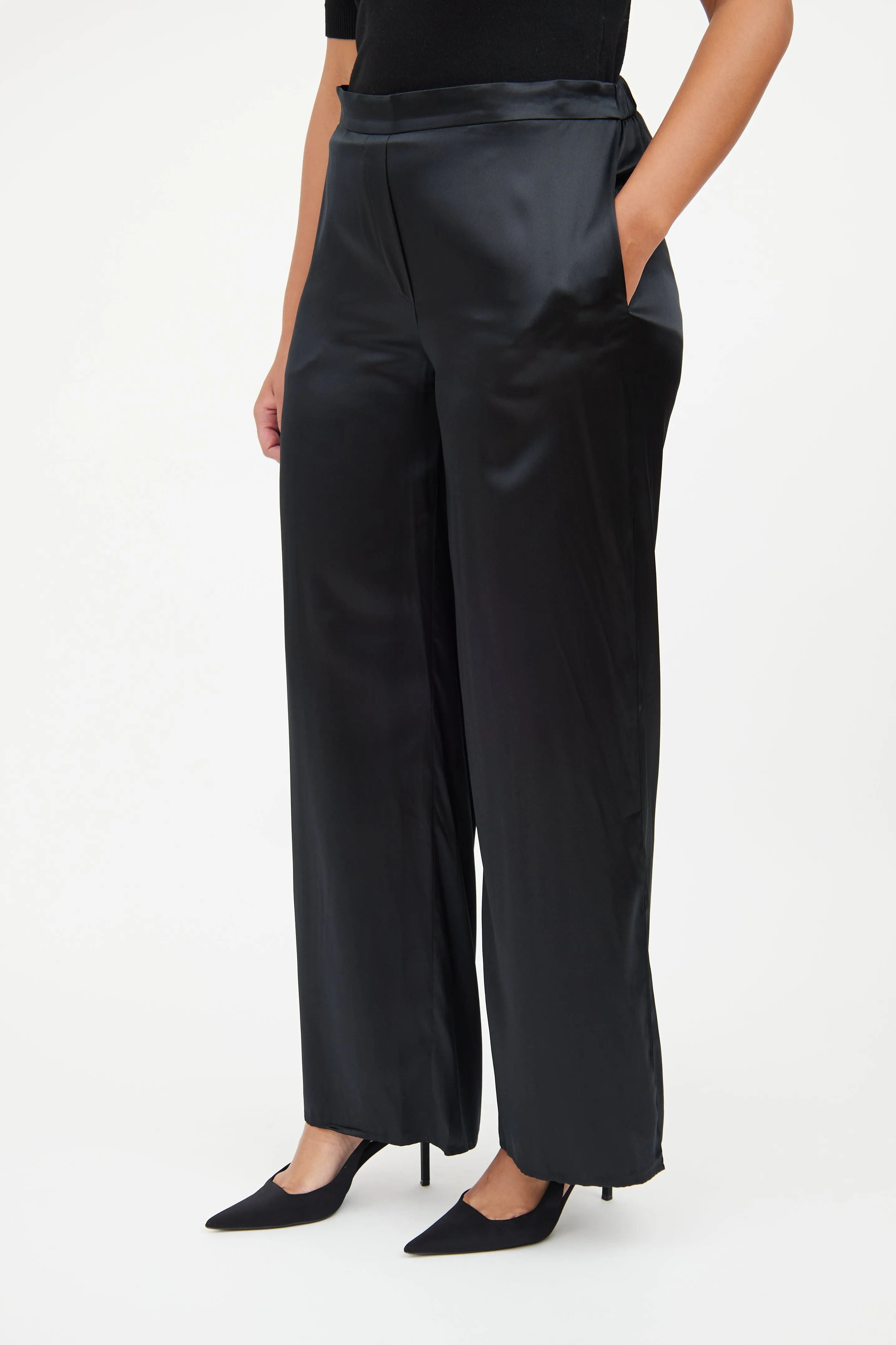 Black Satin Naomi Pant