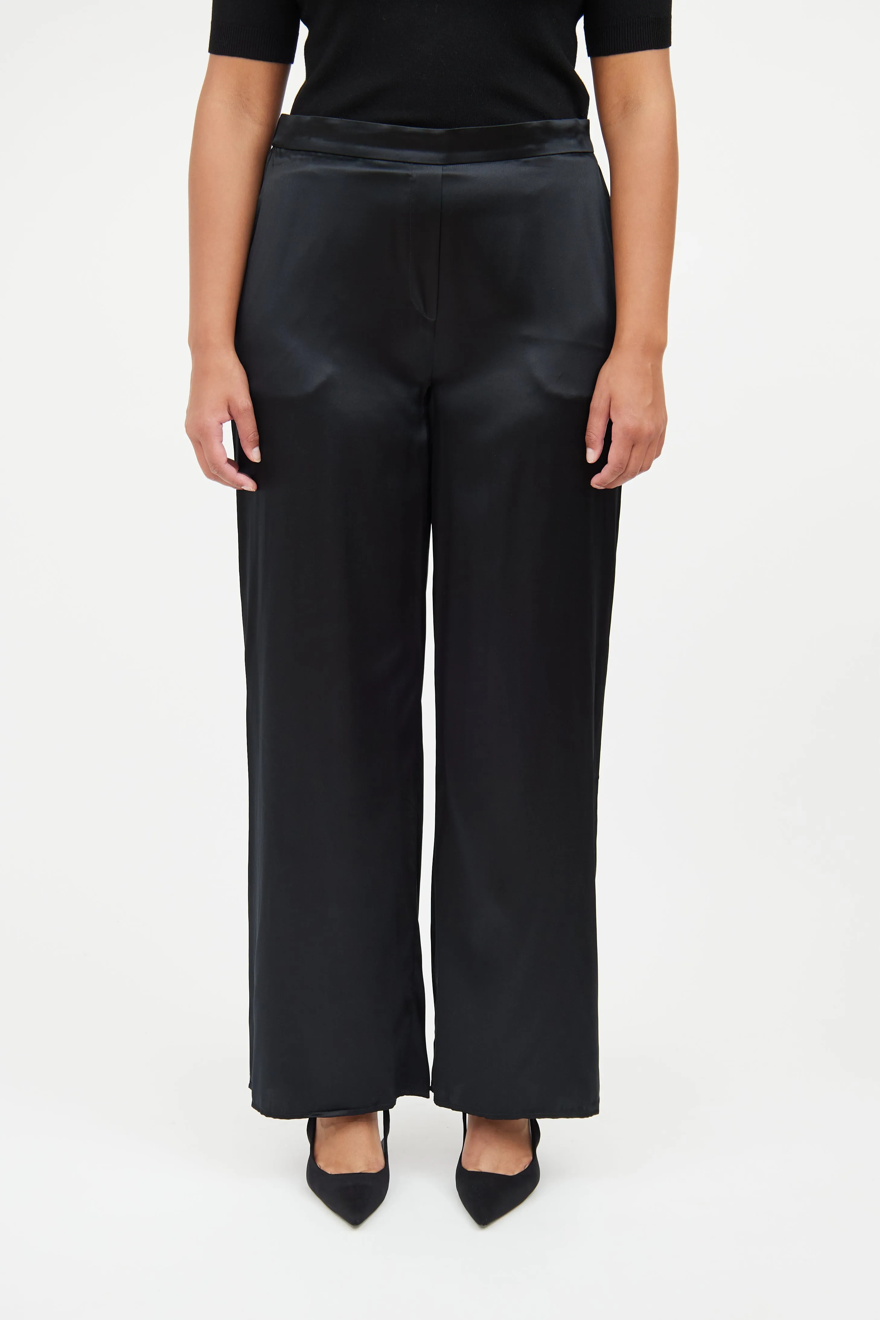 Black Satin Naomi Pant