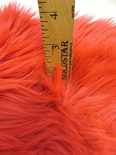 Fire Red UV Reactive Solid Shaggy Faux Fur Fabric / Sold By The Yard