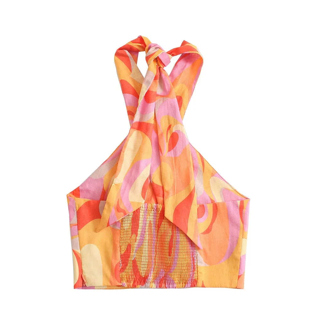 HALTERNECK WRAP FRONT CROP TOP