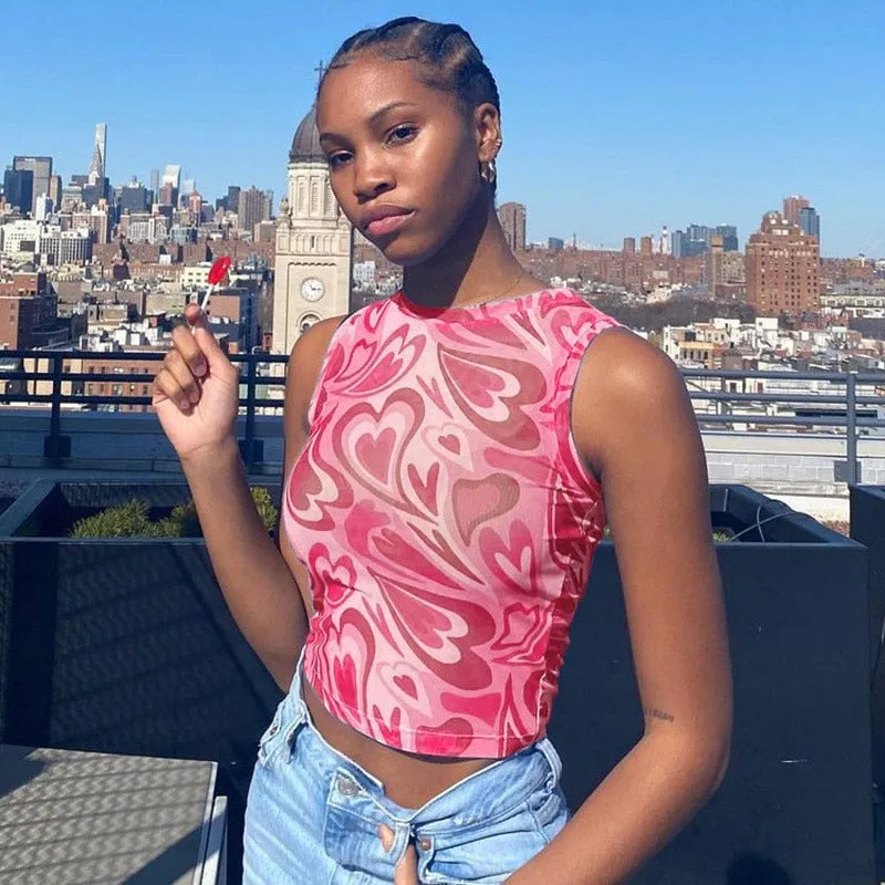 HEART PRINT CROP TOP