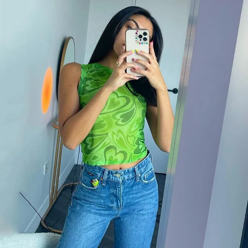 HEART PRINT CROP TOP