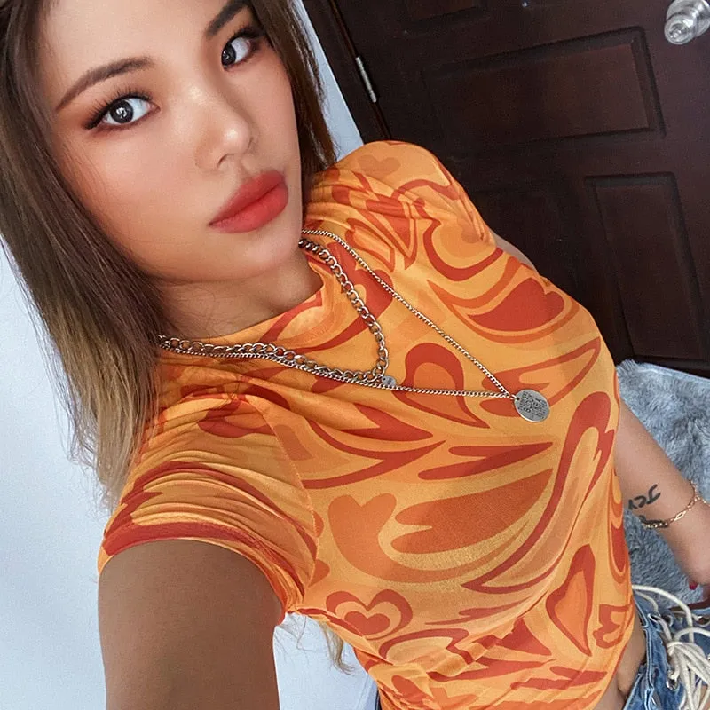HEART PRINT CROP TOP