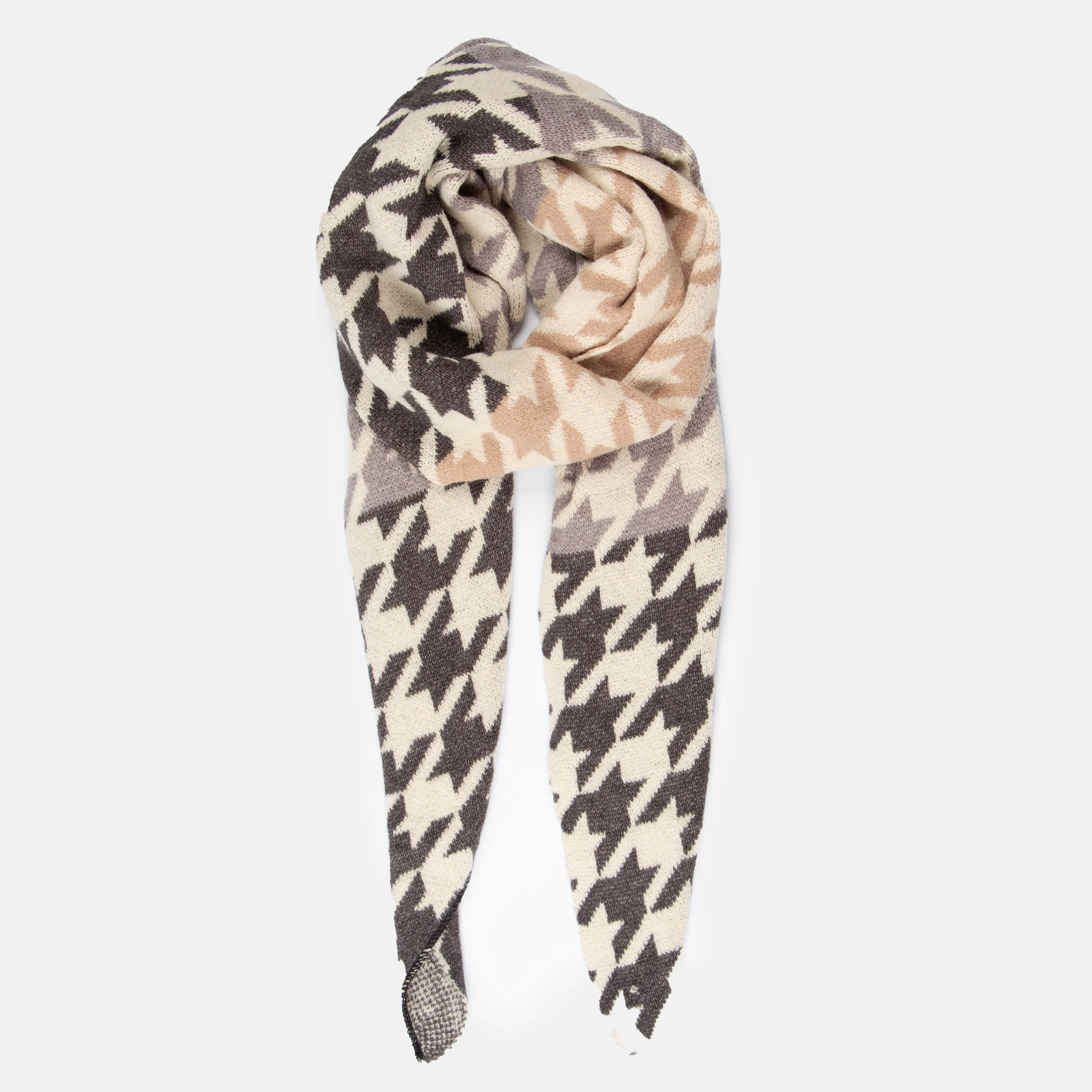 Jana Heavyweight Scarf - Dark Grey, Houndstooth
