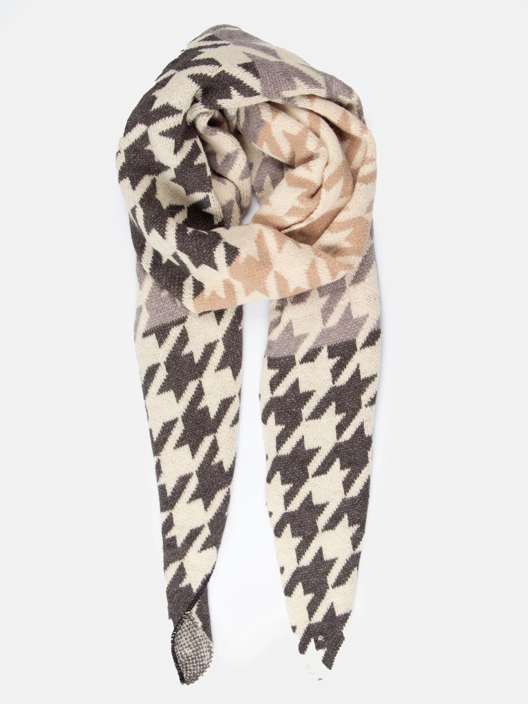 Jana Heavyweight Scarf - Dark Grey, Houndstooth
