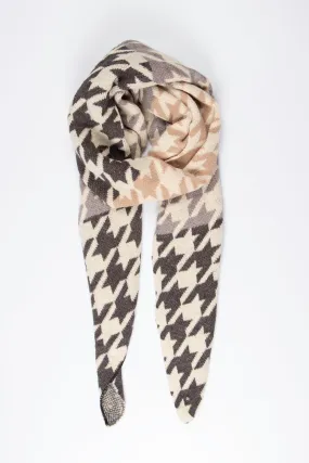 Jana Heavyweight Scarf - Dark Grey, Houndstooth