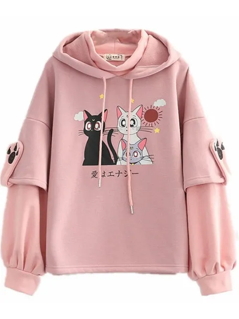 Kawaii Pink Sailor Moon Cat Hoodie