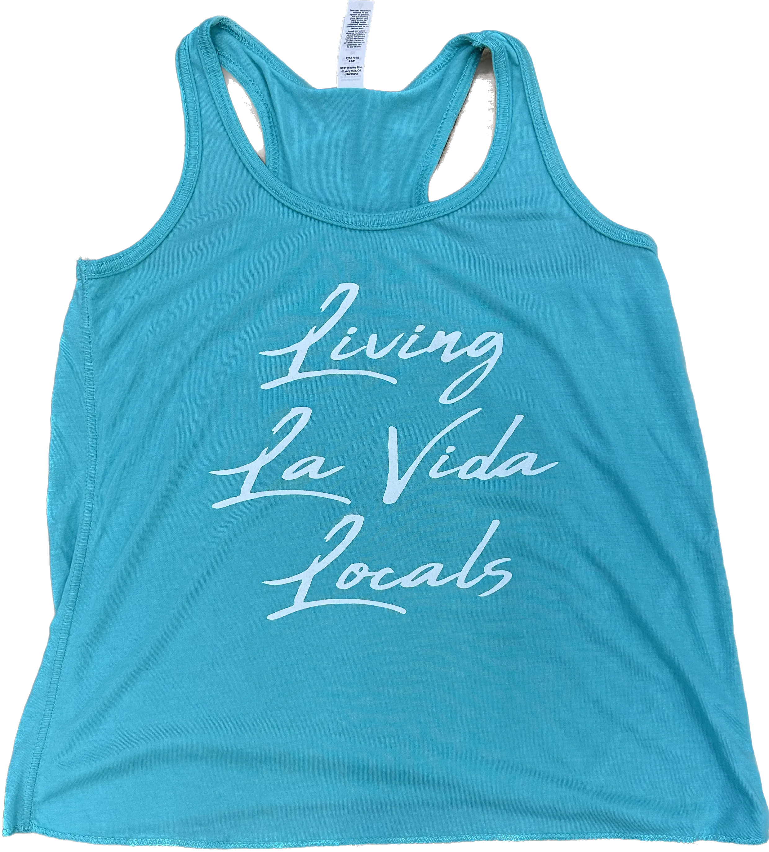 LIVING LA VIDA LOCALS YOUTH FLOWY RACER BACK CROP TANK TEAL