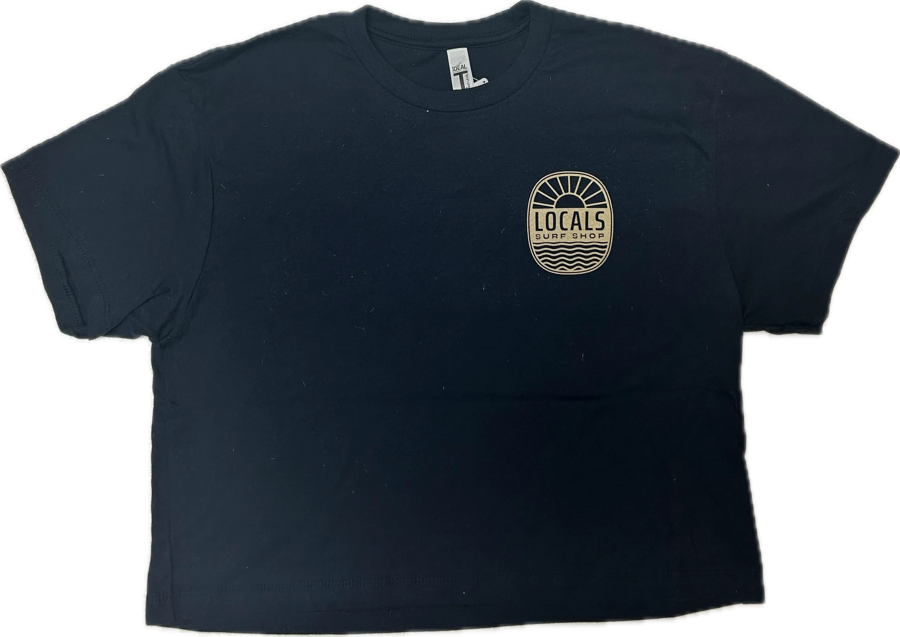 LOCALS WOMENS SUN N WAVE NAVY SS CROP TEE