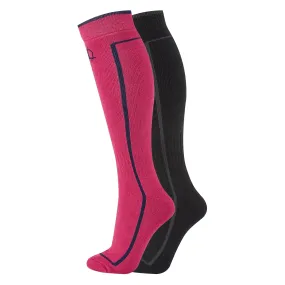 Manbi-PPP Performance Kids Ski Sock Twin Pack Black/Raspberry