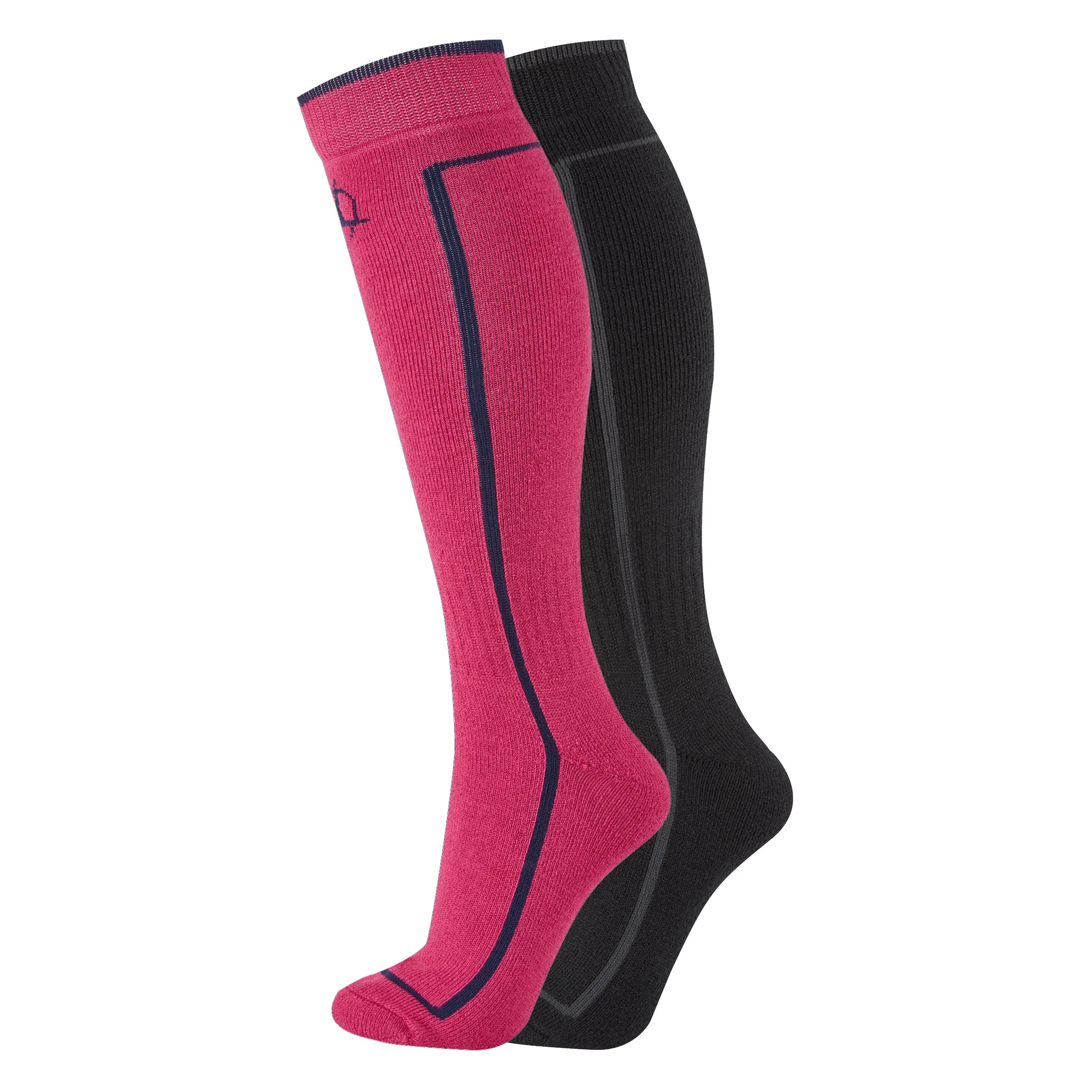 Manbi-PPP Performance Kids Ski Sock Twin Pack Black/Raspberry
