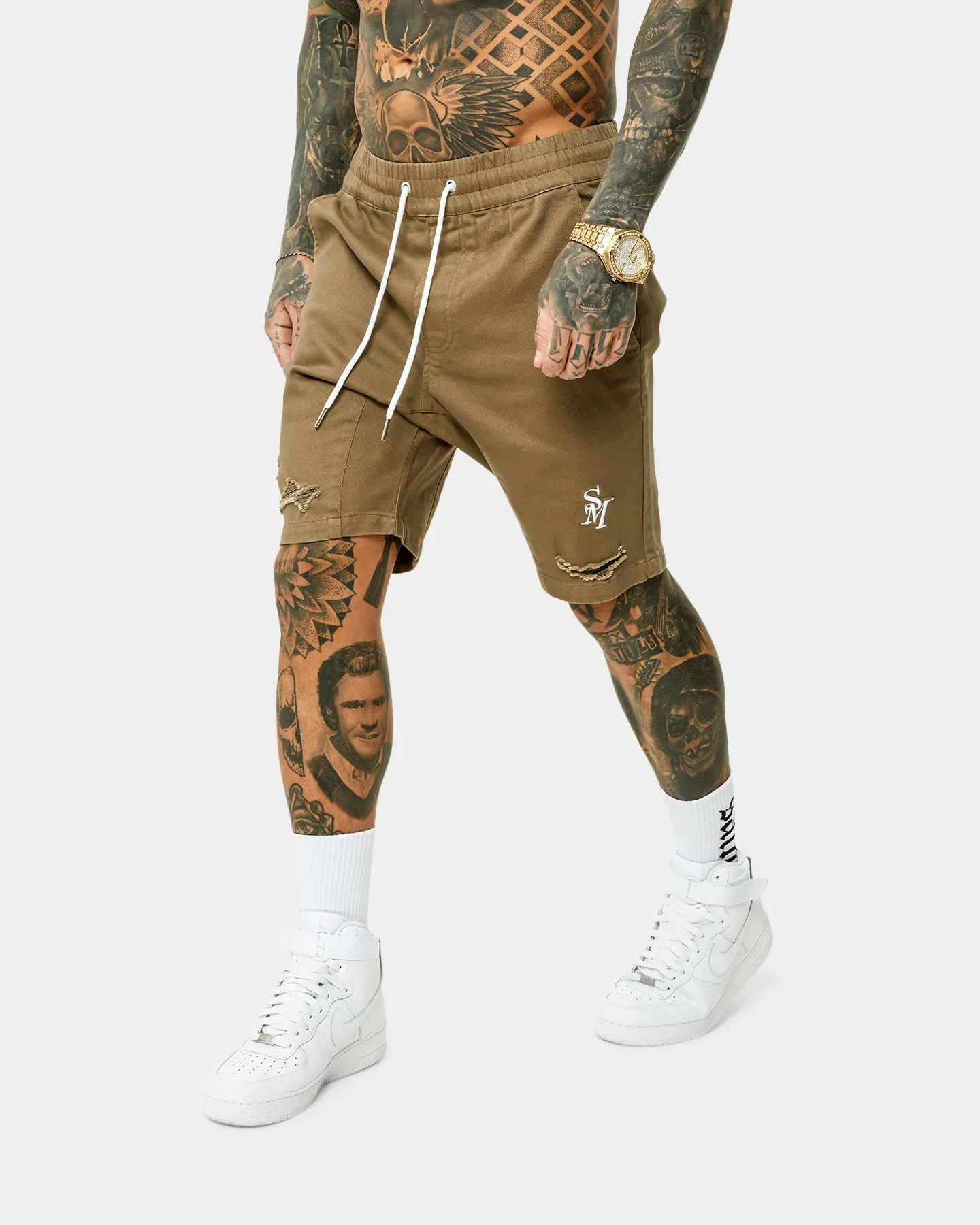 Saint Morta Annex Denim Shorts Brown