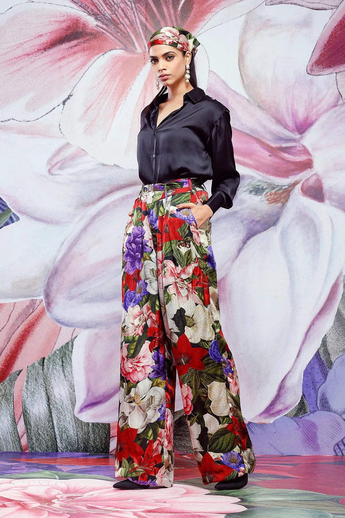 Satin Shirt With Oversized Pants