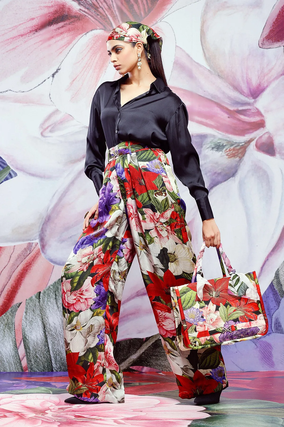 Satin Shirt With Oversized Pants