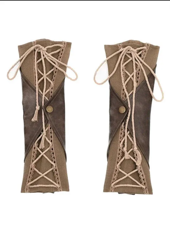 Strap Steampunk Sleeve Retro Distressed PU