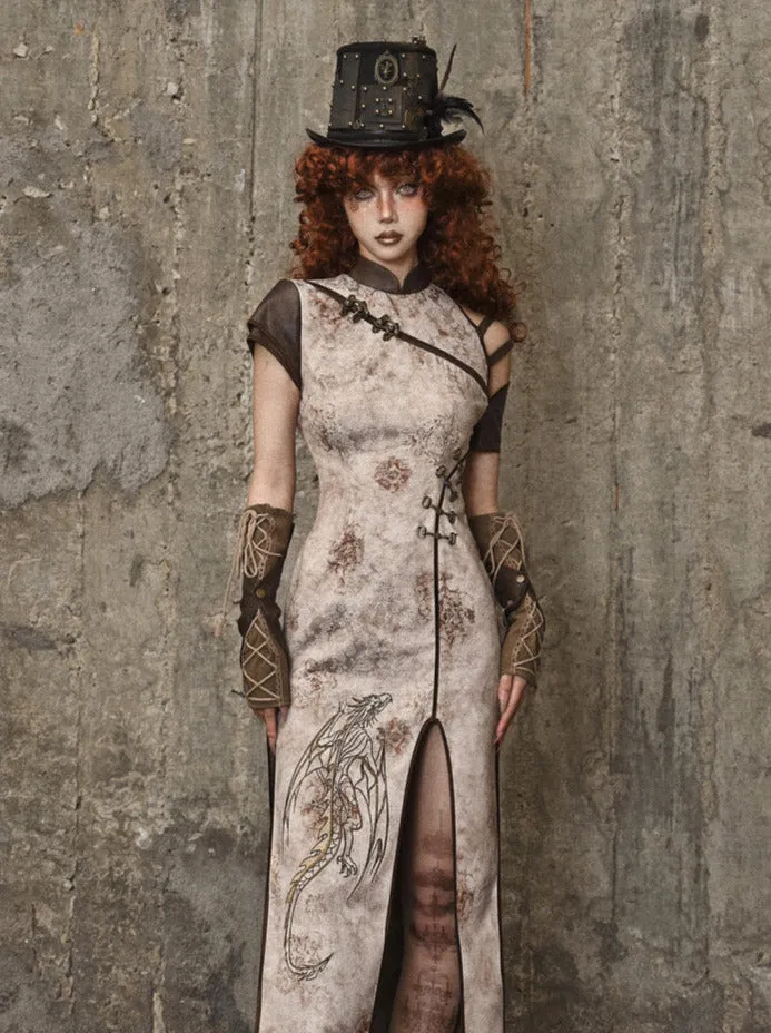Strap Steampunk Sleeve Retro Distressed PU