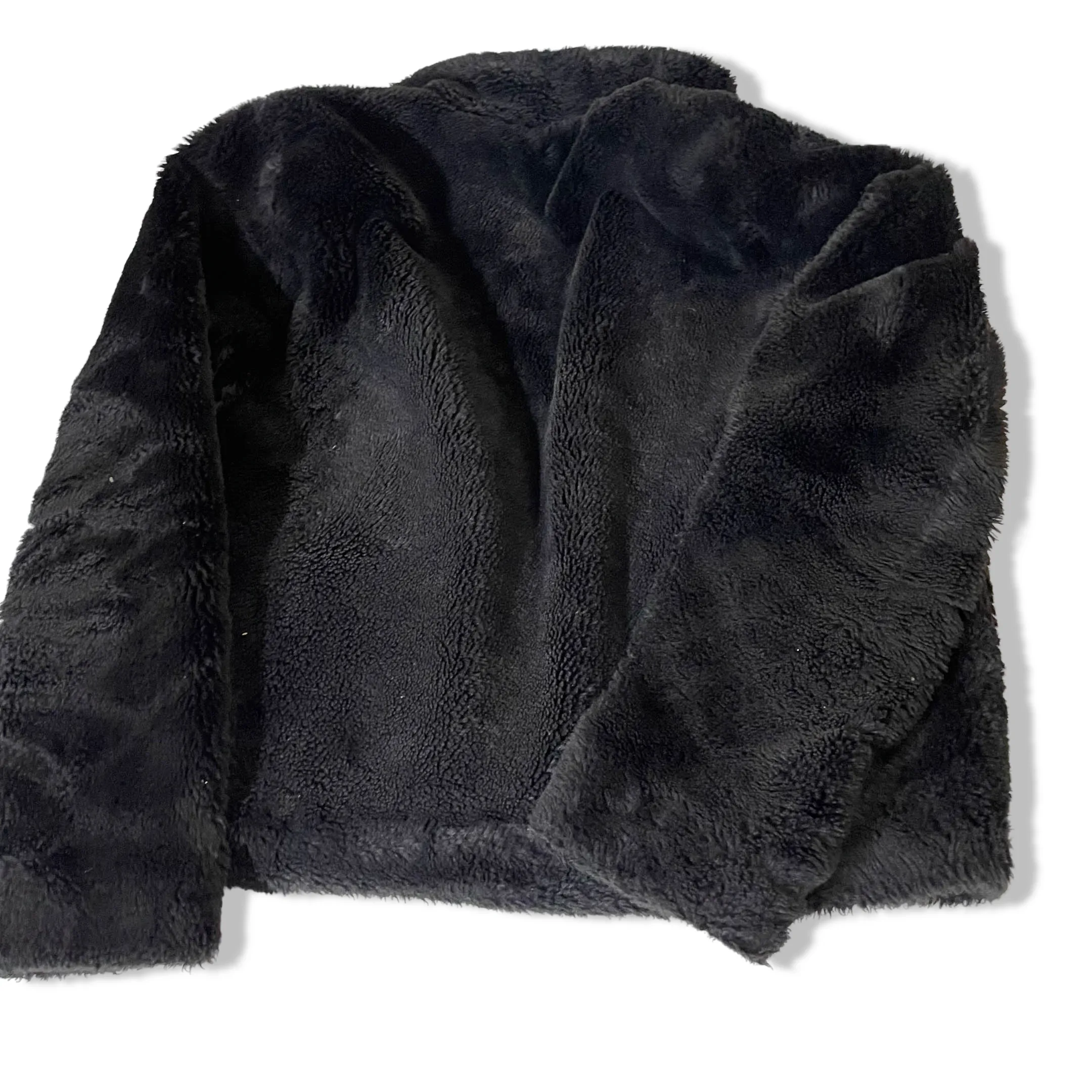 Vintage Only Women's black Faux fur jacket in M|L25 W22|SKU 3828