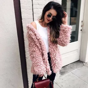 Women's Faux Fur Long-Sleeved High-Waist Coat